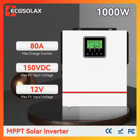 ECGSOLAX 1KW Hybrid Solar inverter 12V Single-phase 220Vac With MPPT 80A Charging Controller Hybrid 