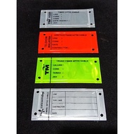 TAGGING CABLE FIBER OPTIC REFLECTIVE T.M , CELCOMDIGI, PRIMA COMMUNICATIONS (50mm x 110mm)