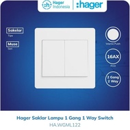 Promo 2 Gang 2 Way Light Switch 2 Way White Muse Hager - WGML122 COD