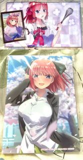 萬代一番賞 五等分的花嫁 大毛巾 大立牌 中野二乃相框（含明信片）