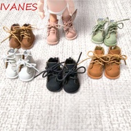 IVANES 1pair Bjd Doll Shoe, Pretend Play Cute Outfit Doll Leather Shoes Boots, DIY Toy Black Brown H