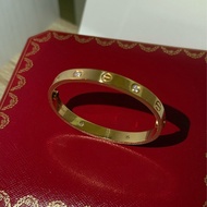 （台灣購證全配）Cartier 750黃K金4點鑽寬版love手環