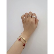 【Pawnable】C Classic 18K gold 4 diamond bracelet for men and women with the same AU750 jewelry fashio