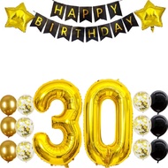 (SG Seller) 30th Birthday Decorations, 30th Birthday Balloon, Black and Gold Birthday Decorations Se