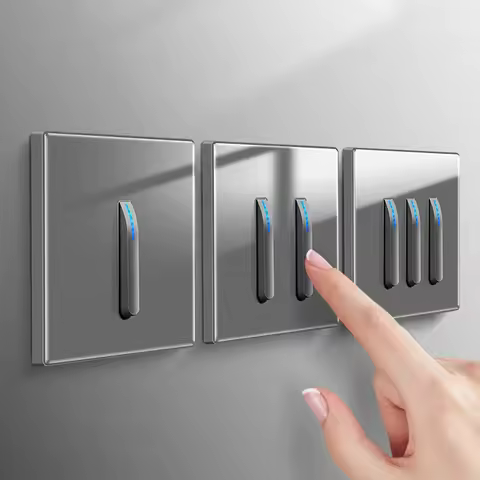 Wall Light Switch Panel Tempered Glass International Switch Self-reset 1/2/3/4 Gang 1/2 Way LED Indi