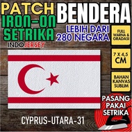 Indojersey Patch Flag NORTH CYPRUS NORTH Iron-On Canvas Sublimation Square Box 7 x 4.5 cm T-shirt Je