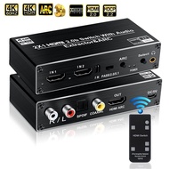 HDMI Switch With Audio extractor 4K 60Hz HDMI Audio Splitter 2 in 1 out HDMI to Coaxial+toslink Spdi