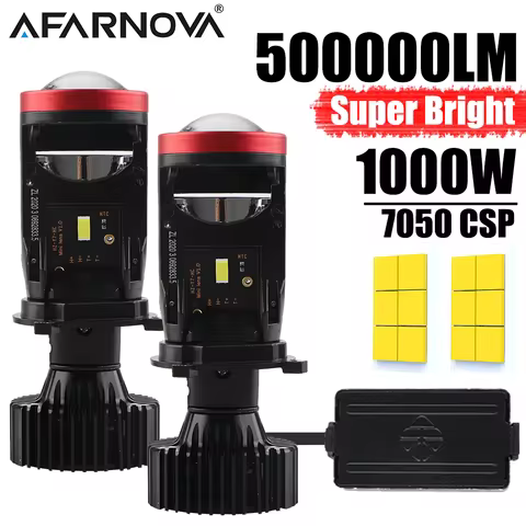 1000W Y7D H4 Super Bright LED Headlight Car H4 Mini Projector Lens Bulb 6000k 500000LM High Low Beam