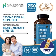 Omega 3 Fish Oil 1000mg Rich in EPA DHA (250 soft-gels) - Fish Oil Omega 3 for Heart Health, Brain and Vision