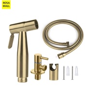 gold color brass bathroom handheld toilet bidet sprayer set with faucet wall mounted shower