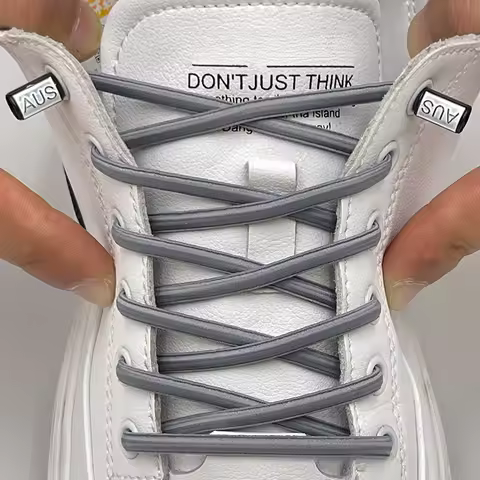 Lazy No Tie Elastic Shoelaces Metal Aglet Caps Stretch Replacement Shoe Laces for Kids Adults Sneake