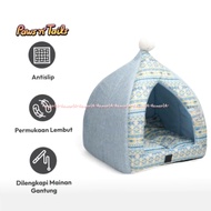 TENDA Paws N Tails Cave Tent Bed Brownbiru Tent Model Hidden Bed With Animal Mattress