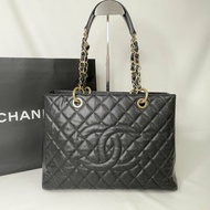 CHANEL GST荔枝黑金購物包