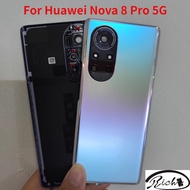 Back Glass For Huawei Nova 8 Pro 5G Back Battery Cover Rear Door Housing Case Replacement with Camera Frame lens