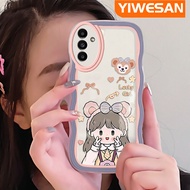 YIWESAN เคสโทรศัพท์ปลอกสำหรับ Samsung A54 5G ลายการ์ตูน3D สีเขียวดอกไม้สีสันสดใสเคสโทรศัพท์แฟชั่นใสซิลิโคนนิ่มเลนส์กล้องถ่ายรูปเคสใสกันกระแทก