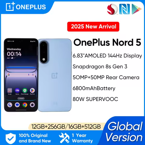 Global Version OnePlus Nord 5 Smartphone android Snapdragon 8s Gen 3 1.5K AMOLED Display 50MP LYT-70