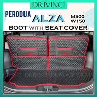 Perodua Alza M500 W150 Car Boot Liner with Seat Cover Cargo Boot Mat Carpet Leather Rear Back