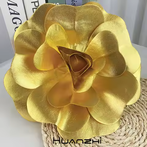 20CM Exaggeration Big Flowers Brooch Golden Cyberpunk Silvery for Women HUANZHI 2024 NEW Wedding Bad