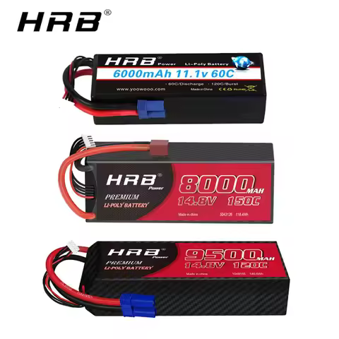 HRB RC Lipo 3S 4S 6S Battery 6000mah 7000mah 50C 9500mah 8000mah 150C 120C 11.1V 14.8V 22.2V 7.4V Ha