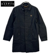 Fred Perry 黑色斜紋拉鍊風衣，3 碼 [二手]