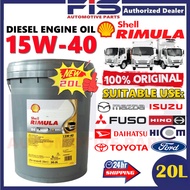 FIS Original Shell Engine Oil Diesel Rimula R4 15W40 20L Heavy Duty 15W-40 Minyak Hitam Lori Trailer