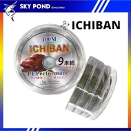 Ichiban X9 100m PE Performance Braided Fishing Line / Tali Pancing Benang Ichiban 9 sulam