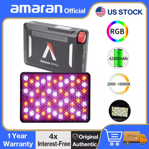 Aputure MC Pro RGBWW LED Light, 2000K-10000K Support Magnetic Attraction IP65 Protection 15 Built-in