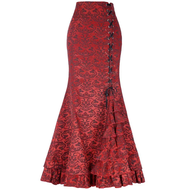 【YUNimko】 Halloween Jacquard Fish Tail Skirt Steam Punk Vintage Gothic Skirt Victoria Long Dress Hal
