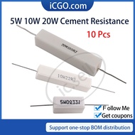 10Pcs 5W 10W 20W Cement Resistor Power Resistance 1K 1.2K 1.5K 1.8K 2K 2.2K Ohm