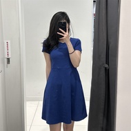 UNIQLO  Fitting Room 2023 Spring/Summer Womens Printed Waist Drawback Trumpet Dress Short Sleeve Ski