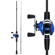 FRRTC ชุด Joran Pancing Cetak 2ส่วนพร้อมรอกเบทคาสติ้ง18 + 1BB ชุดลูกลอยน้ำเรืองแสงสำหรับตกปลาน้ำจืด