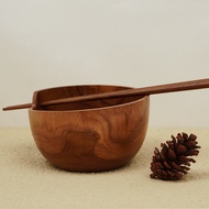 Solid Teak Glass Ramen Bowl Set | Teak Wood Cutlery | Natural Cutlery Set