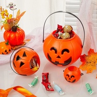 Halloween Pumpkin Bucket Portable Plastic Candy Bucket Trick or Treat Bucket Halloween Party Decorat