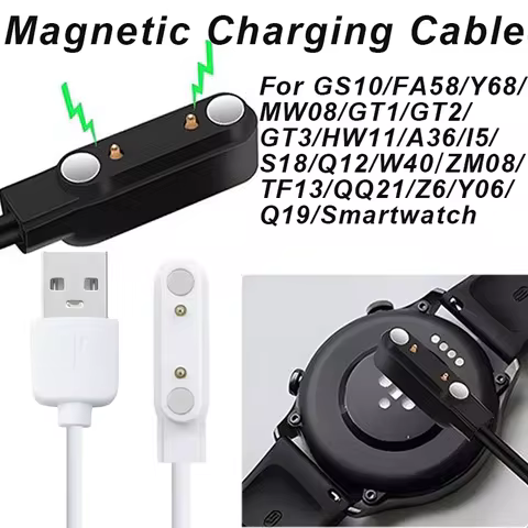 Magnetic Smart Watch Charger Cable Compatible with GS10/FA58/Y68/MW08/GT1/GT2/GT3/HW11/A36/I5/S18/Q1