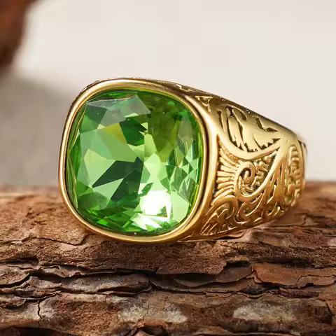 Vintage and stylish emerald rings are made of 316L stainless steel. These distinctive and handsome r
