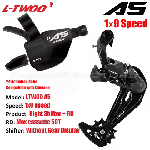 LTWOO A5 1X9 Speed MTB Bike Groupset Trigger Shifter Rear Derailleur Kits Max Support 50T Cassette C