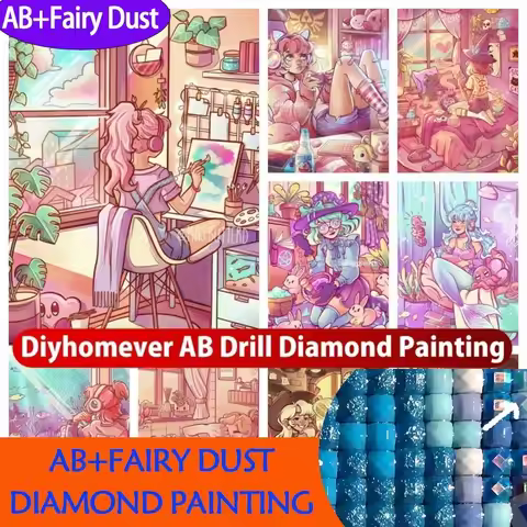 AB Fairy dust 2025 New Cartoon pretty girl ab image in diamond embroidery