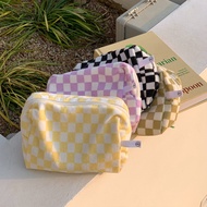 SHAREROOM checker board cosmetic travel large capacity terry pouch - 4color