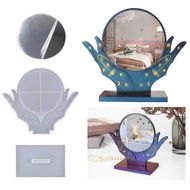 DIY Crystal Epoxy Resin Mold Hand Makeup Mirror Desktop Mirror Silicone Mold For Resin