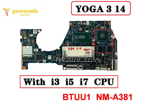 Original For Lenovo YOGA 3 14 YOGA3 14 Laptop motherboard With i3 i5 i7 5th CPU BTUU1 NM-A381 100% t