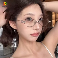 KICMALL Rhinestone Sunglasses, Y2k Steampunk Oval Women Eyewear, Retro Small Bling Metal Frame Anti-