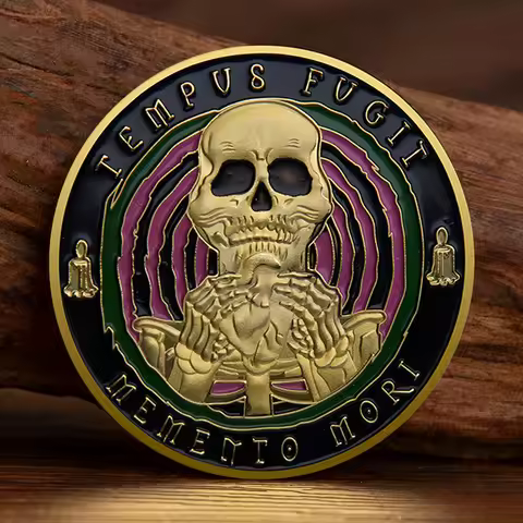 Gold Plated Memento Mori Skull Commemorative Coin Memento Vivere Carpe Diem Souvenir Coin