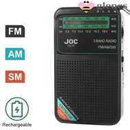 GLENES Battery Operated Radio, Type-C Rechargeable HD Display Screen FM AM SW Radio, Durability Tran