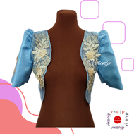 Bolero with Patching Premium Lace Light Blue Modern Filipiniana