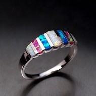 Colorful Opal Stone Fashion AccessoriesELEGAN Men'sWanita Colorful Stone Ring/ Rainbow Opal Ring/ EL