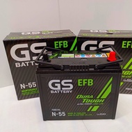 GS N55 ISS 12V.55Ah แบตเตอรี่รถยนต์ สำหรับระบบ i-Stop : MAZDA2 SWIFT YARIS Ativ Accord G9 Y2017 Civi