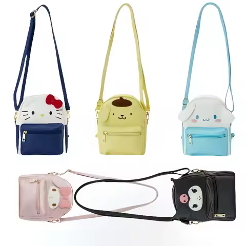Cute Hello kitty My Melody Kuromi Cinnamoroll Fashion PU Backpack Cute Cartoon Crossbody Bag Trendy 