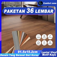 Aunt Comfort Zone 1 BOX (36 Pcs) Floor Vinyl Floor Sticker Size 91.5cmx15.2cm / parquet wood Floor W