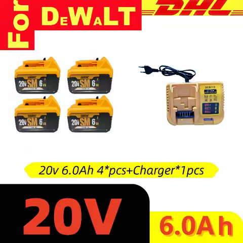 100% new battery for Dewalt 18V 20V original 6000mAh for Dewalt tools DCB206 DCB201 DCB200 lithium-i
