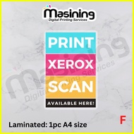 ◢  ◅ ◮ Print, Xerox, Scan Business Signage Laminate or Tarpaulin